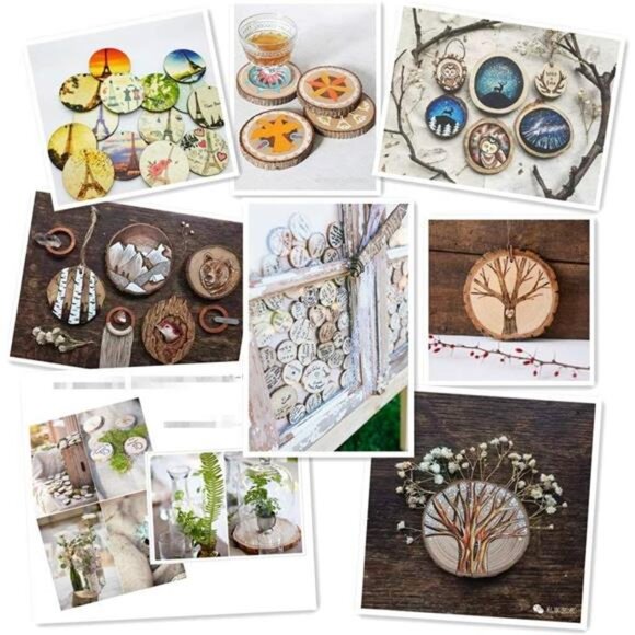 Natural Wood Slices TICIOSH 50 Pcs 2.4-2.8 inches Craft Unfinished Wood kit - Picture 3 of 7